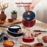 YSB-GC03 Venice 600ml Elektrikli Çok Fonksiyonlu Cam Su Isıtıcı Kettle Bitki Çayı Makinesi - Lacivert