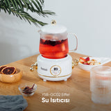 YSB-GC02 Eiffel 600ml Elektrikli Çok Fonksiyonlu Cam Su Isıtıcı Kettle Bitki Çayı Makinesi - Beyaz