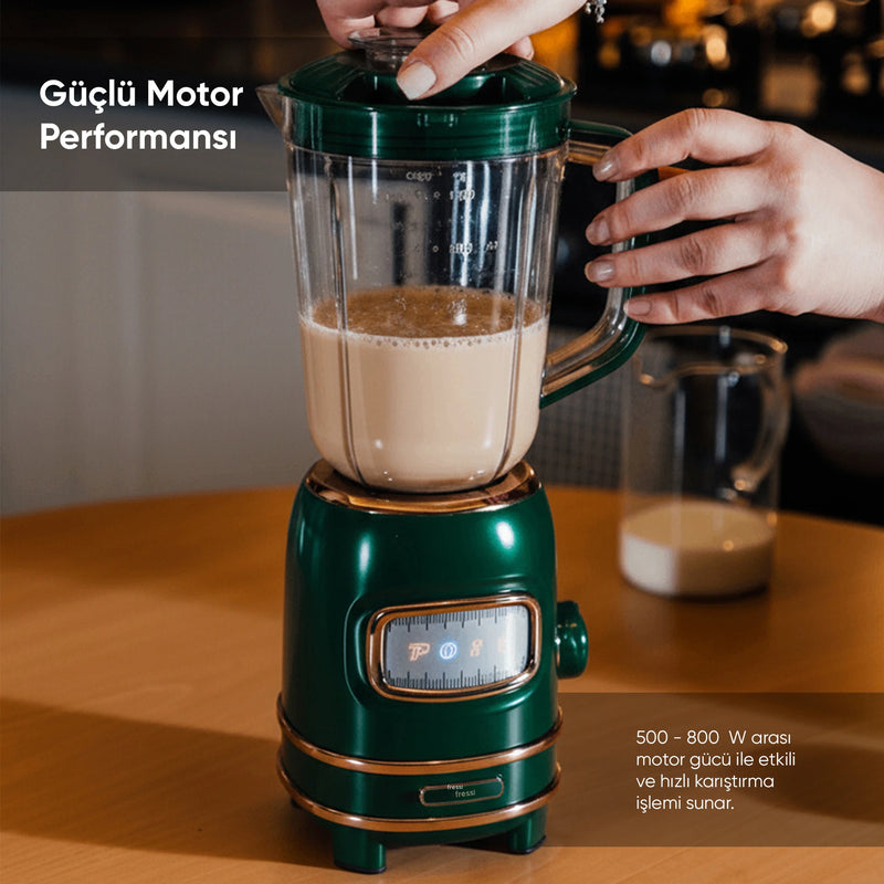 FR-BL01 Retroblend Kişisel Blender Seti Öğütücülü Smoothie Şişeli Blender 1,0 Litre Blendir Seti - Yeşil