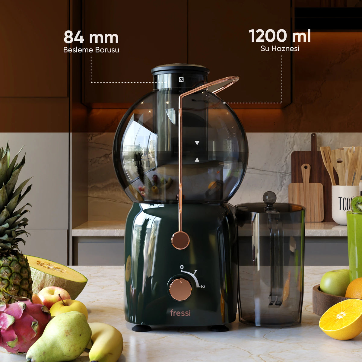 FR-KM01 Essenza Katı Meyve Sıkacağı Hız Ayarlı 1,2L 800W - Yeşil