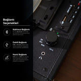 FR-P101 Zenitte Dahili Hoparlörlü Pikap Müzik Kutusu Usb+Rca+Bluetooth - Siyah