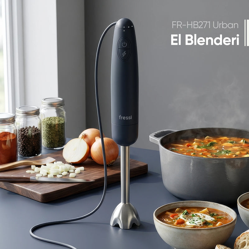 FR-HB271 Çubuk El Blender Paslanmaz Çelik Bıçaklı Turbo 1000W Lacivert Urban