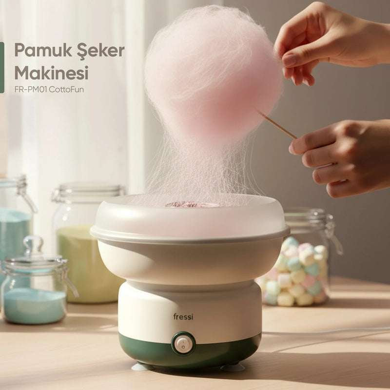 FR-PM01 CottoFun Çelik Hazneli 500W Pamuk Şeker Makinesi - Yeşil