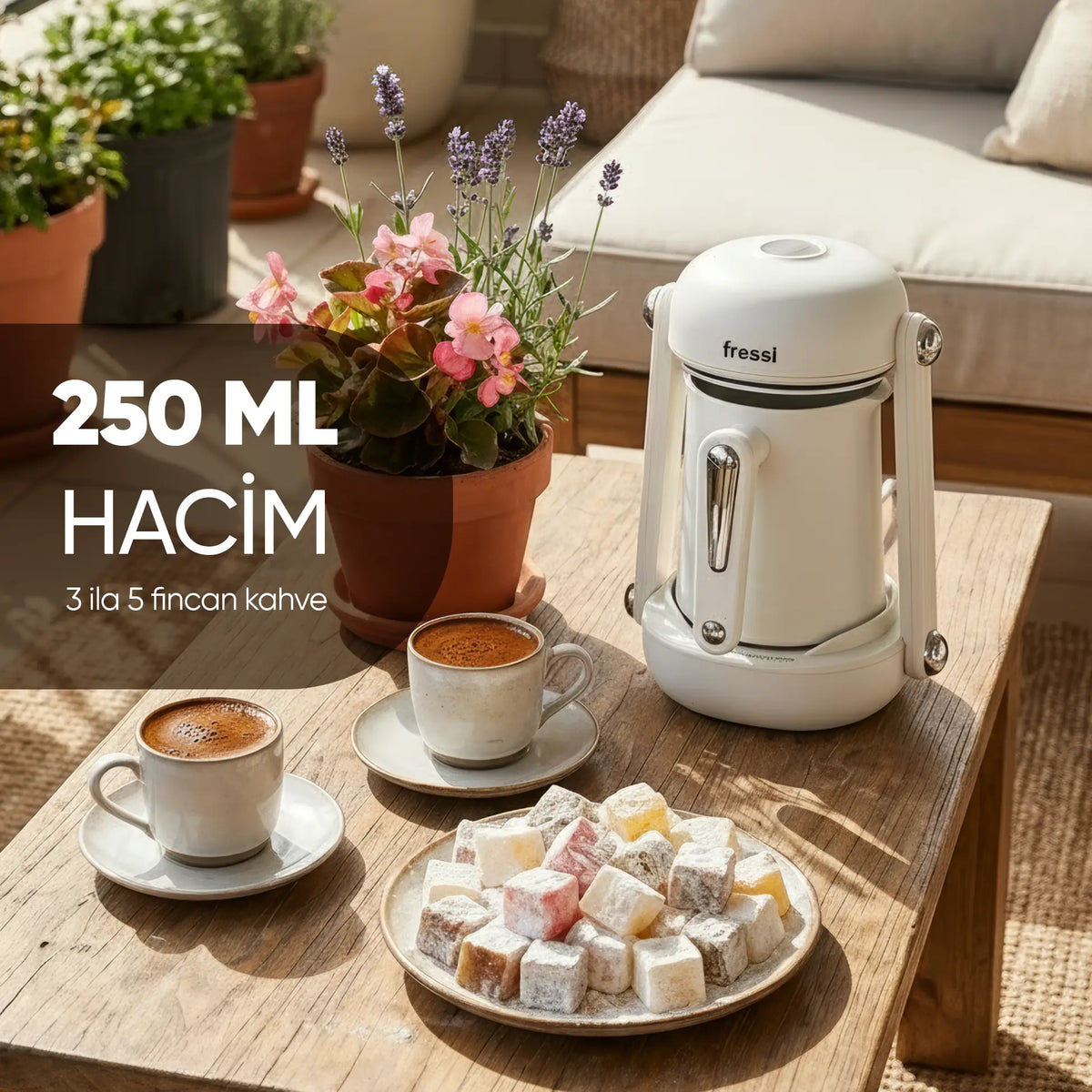 FR-TK205 İmpera Türk Kahve Makinesi 5 Fincan Kapasiteli Sesli Uyarı Sistemi - Beyaz