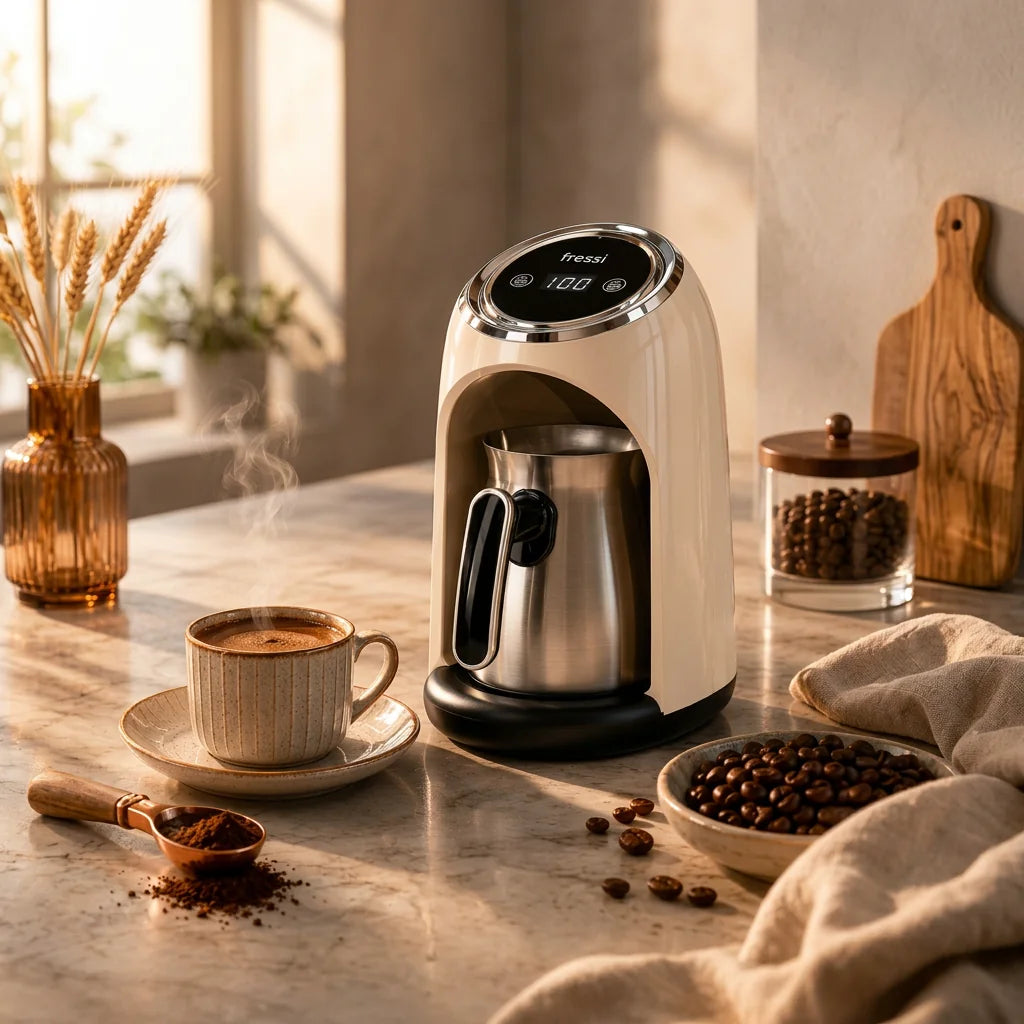 FR-TK302 4 Fincan Kapasiteli 500W Türk Kahve Makinesi - Krem