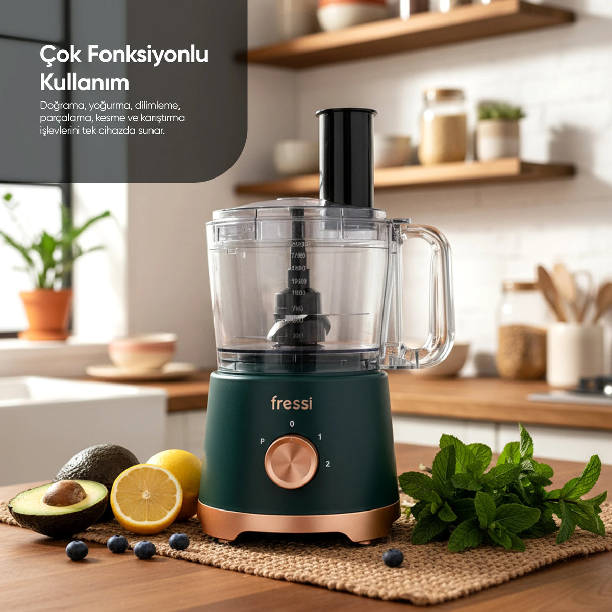 FR-PBL02 Armonia Power Blender Seti Mutfak Robotu Salata Doğrayıcı 2,5L 1200W - Yeşil