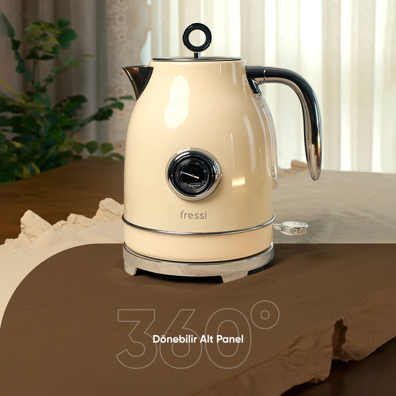 FR-KT05 Vintheat 1,7L Isı Göstergeli Kettle Su Isıtıcısı - Krem