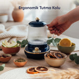 YSB-GC03 Venice 600ml Elektrikli Çok Fonksiyonlu Cam Su Isıtıcı Kettle Bitki Çayı Makinesi - Lacivert