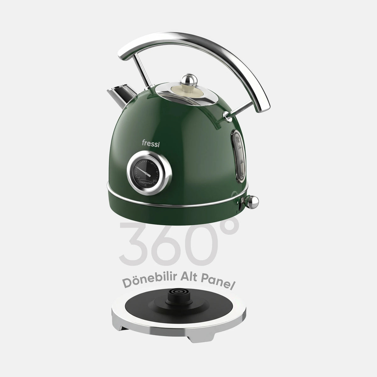 FR-KT06 Magnoli 1,8L Isı Göstergeli Kettle Su Isıtıcısı - Yeşil