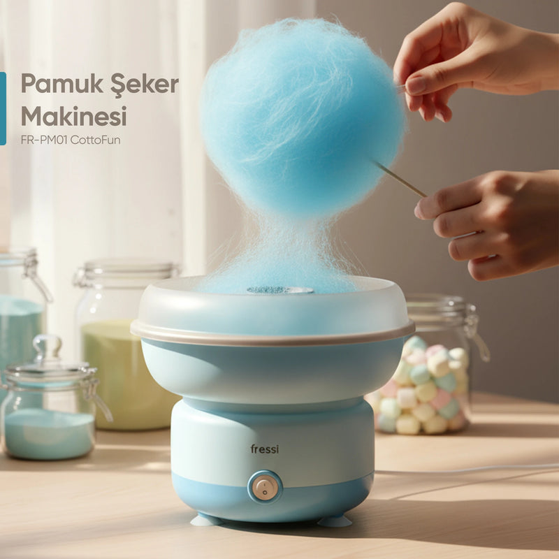 FR-PM01 CottoFun Çelik Hazneli 500W Pamuk Şeker Makinesi - Mavi