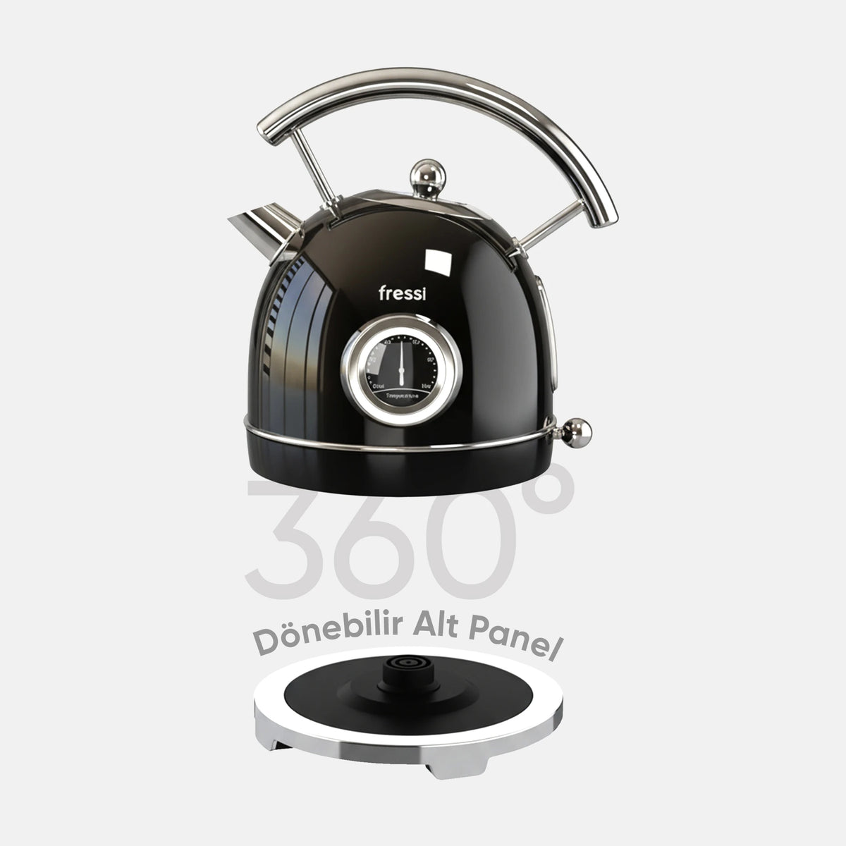 FR-KT06 Magnoli 1,8L Isı Göstergeli Kettle Su Isıtıcısı - Siyah