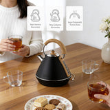 FR-KT07 Retro Mavera 1,7 Litre Ahşap Kulp Detaylı Kettle Su Isıtıcısı - Siyah