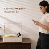 FR-P1990 Velura Dahili Hoparlörlü Pikap Müzik Kutusu Usb+Rca+Bluetooth
