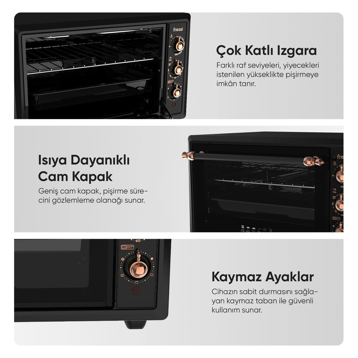 FR-MF01 Vintage Retro Turbo, Lambalı, Termostatlı, Saatli Midi Fırın