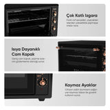 FR-MF01 Vintage Retro Turbo, Lambalı, Termostatlı, Saatli Midi Fırın