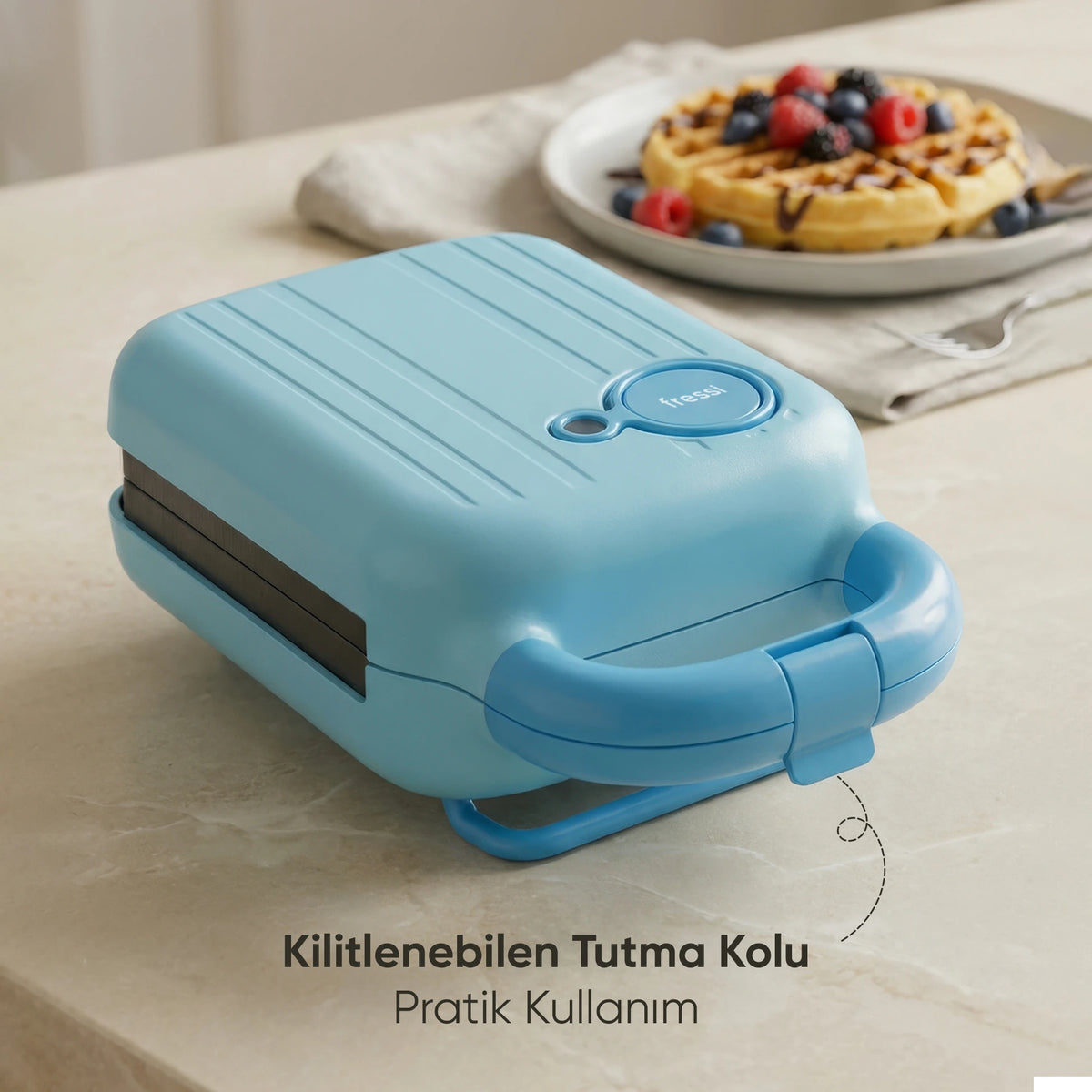 FR-TM33 PanFun Çıkarılabilir Plakalı Tost ve Waffle Makinesi - Mavi