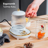 YSB-GC03 Venice 600ml Elektrikli Çok Fonksiyonlu Cam Su Isıtıcı Kettle Bitki Çayı Makinesi - Beyaz