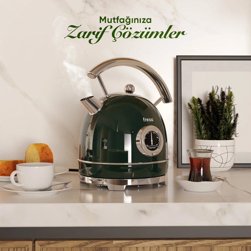 FR-KT06 Magnoli 1,8L Isı Göstergeli Kettle Su Isıtıcısı - Yeşil
