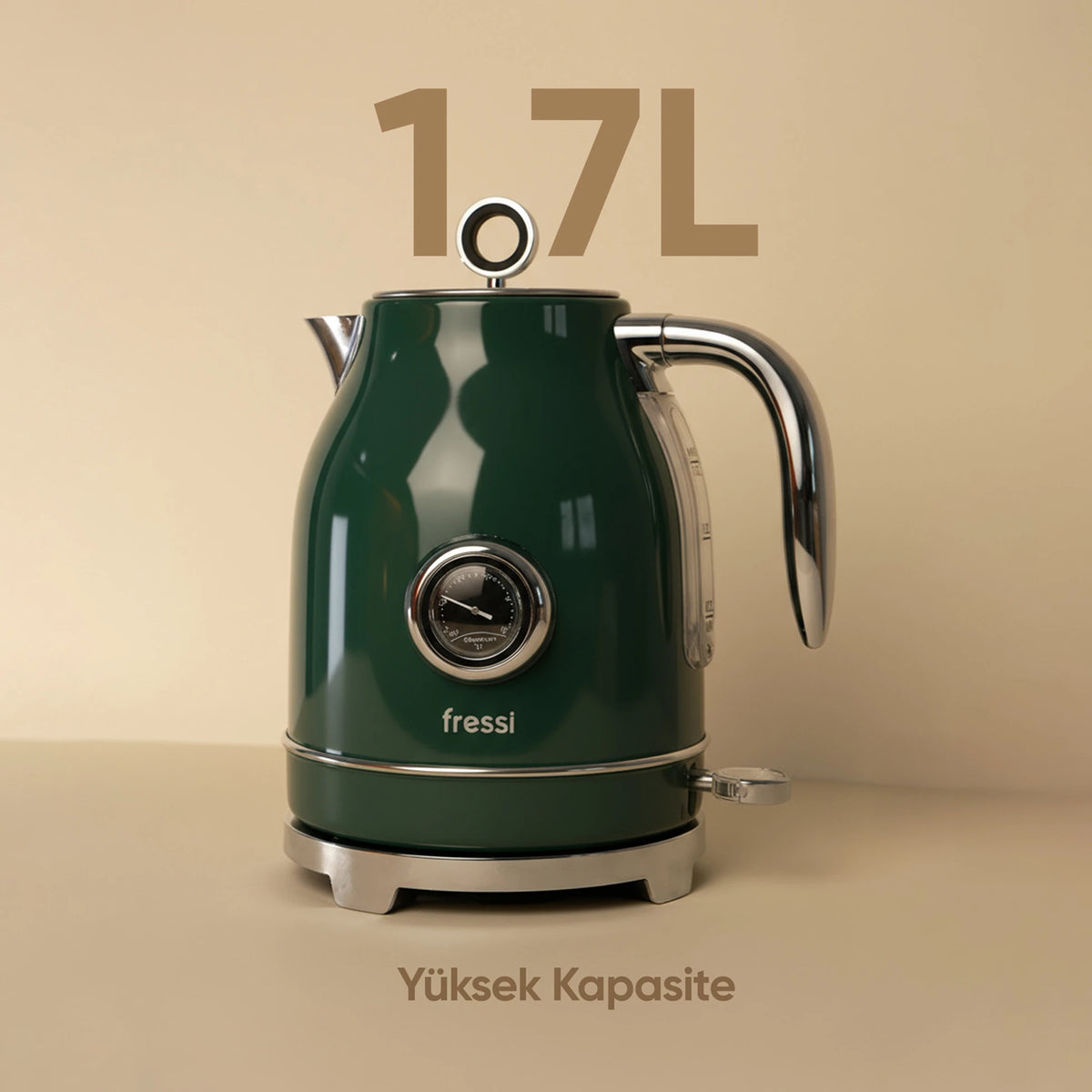 FR-KT05 Vintheat 1,7L Isı Göstergeli Kettle Su Isıtıcısı - Yeşil