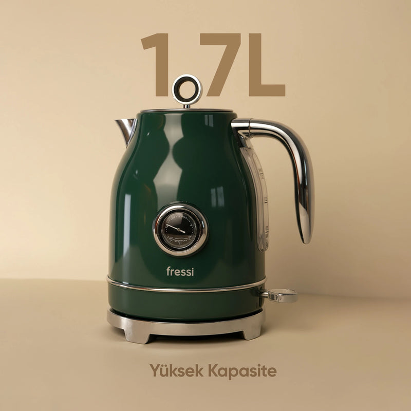 FR-KT05 Vintheat 1,7L Isı Göstergeli Kettle Su Isıtıcısı - Yeşil