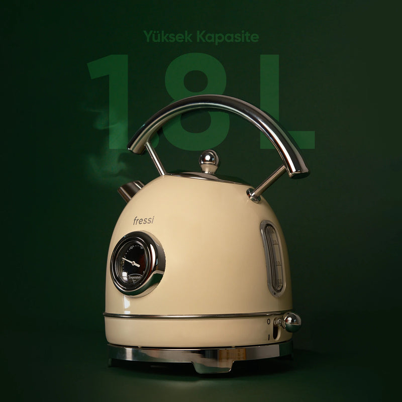 FR-KT06 Magnoli 1,8L Isı Göstergeli Kettle Su Isıtıcısı - Krem