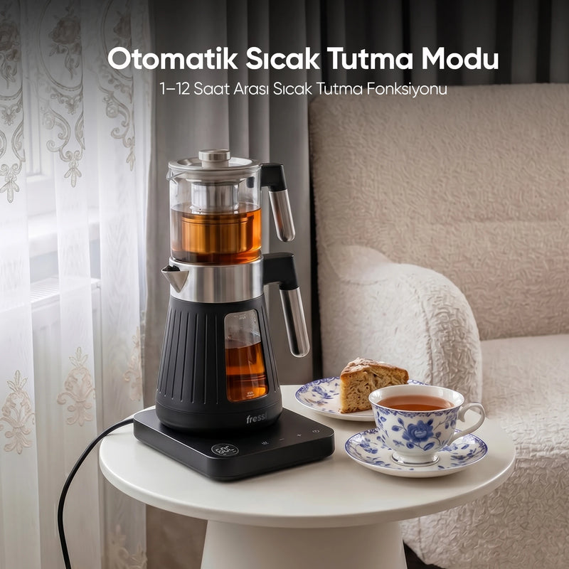 FR-CM17 Theora Dijital Standlı Cam Krem Çay Makinesi - Siyah