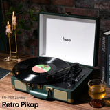 FR-P101 Zenitte Dahili Hoparlörlü Pikap Müzik Kutusu Usb+Rca+Bluetooth - Yeşil