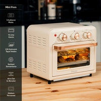AF-01 Çok Fonksiyonlu Süre Ayarlamalı 13 Litre Xxxl Sıcak Hava Fritözü Akıllı Kore Fırını Airfryer - Krem