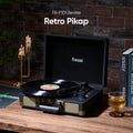 FR-P101 Zenitte Dahili Hoparlörlü Pikap Müzik Kutusu Usb+Rca+Bluetooth - Siyah
