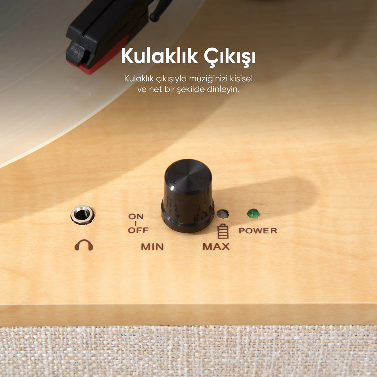 FR-P1990 Velura Dahili Hoparlörlü Pikap Müzik Kutusu Usb+Rca+Bluetooth