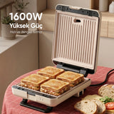 FR-TM26 Duobello Çıkarılabilir Plakalı 4 Dilim Tost Makinesi - Krem