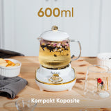 YSB-GC03 Venice 600ml Elektrikli Çok Fonksiyonlu Cam Su Isıtıcı Kettle Bitki Çayı Makinesi - Beyaz