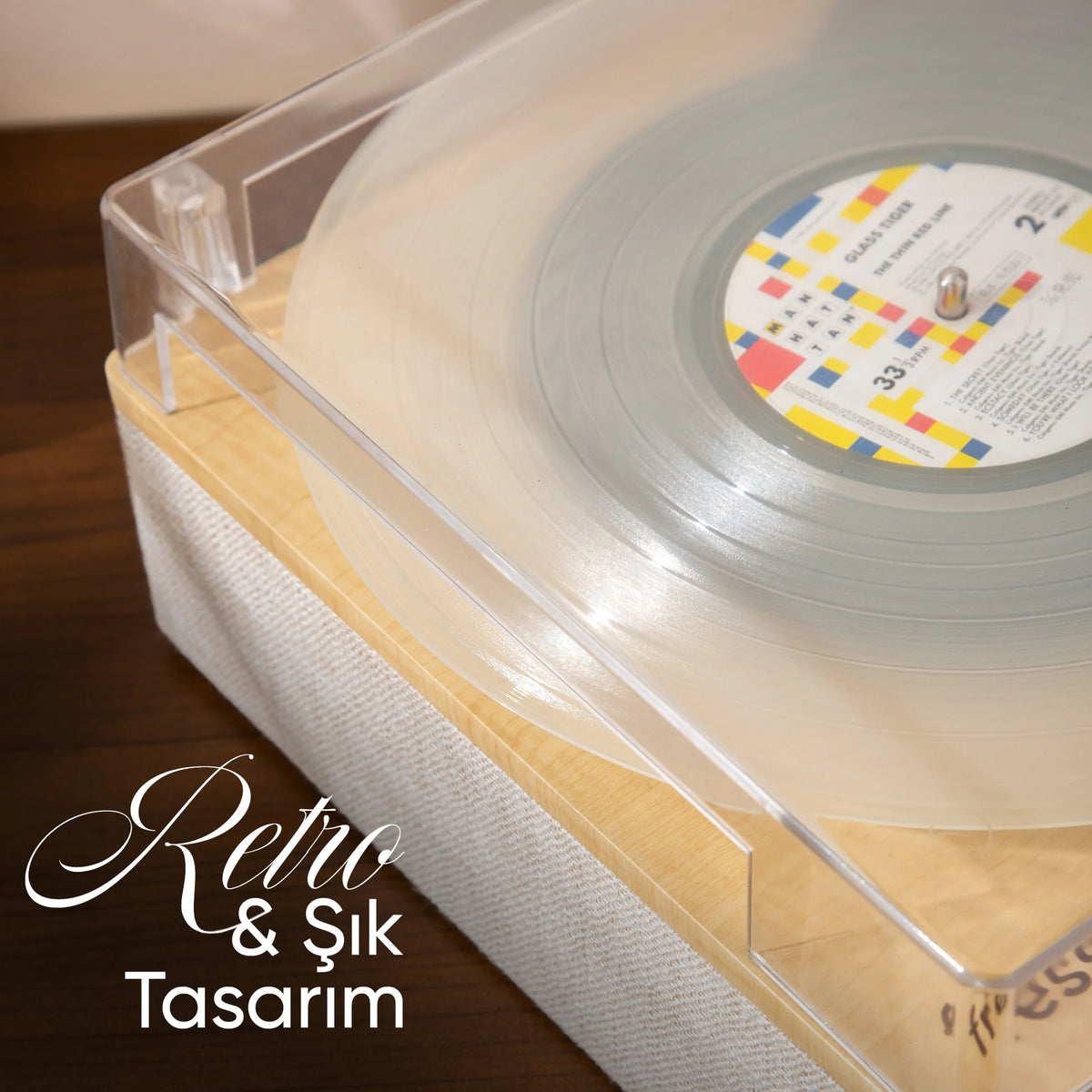 FR-P1990 Velura Dahili Hoparlörlü Pikap Müzik Kutusu Usb+Rca+Bluetooth