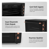 FR-MF01 Vintage Retro Turbo, Lambalı, Termostatlı, Saatli Midi Fırın