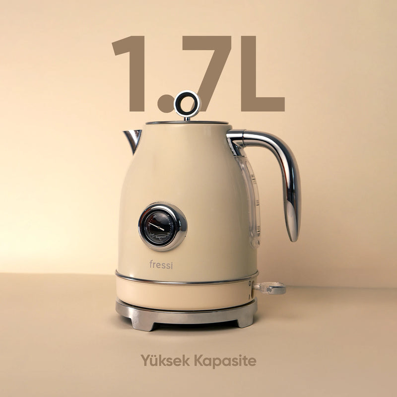 FR-KT05 Vintheat 1,7L Isı Göstergeli Kettle Su Isıtıcısı - Krem