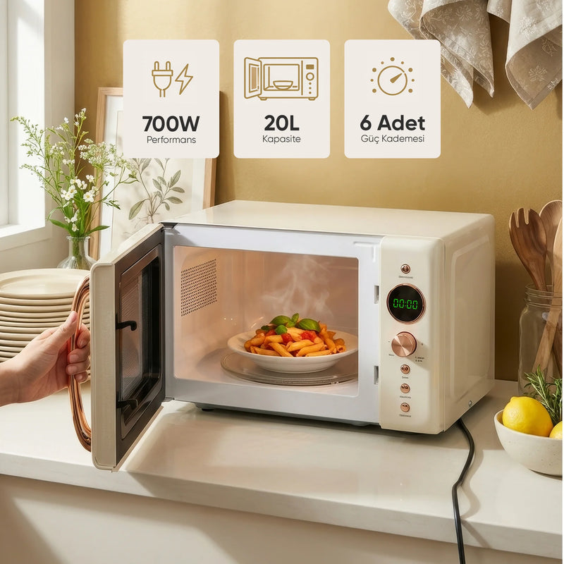 FR-MW207 Minetta 20 Litre Krem Mikrodalga Fırın