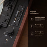 FR-P101 Zenitte Dahili Hoparlörlü Pikap Müzik Kutusu Usb+Rca+Bluetooth - Krem