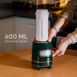 FR-BL01 Retroblend Kişisel Blender Seti Öğütücülü Smoothie Şişeli Blender 1,0 Litre Blendir Seti - Yeşil