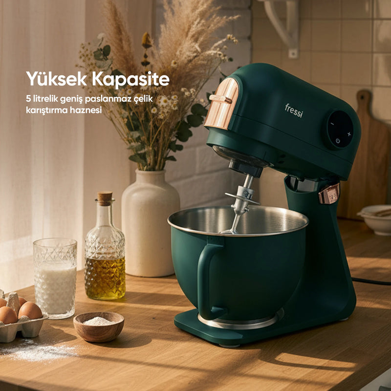 FR-SM2503 Allegro Tam Döküm Demir Hamur Yoğurma Makinesi Standlı Mikser Mutfak Şefi - Yeşil