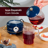 YSB-GC02 Eiffel 600ml Elektrikli Çok Fonksiyonlu Cam Su Isıtıcı Kettle Bitki Çayı Makinesi - Lacivert