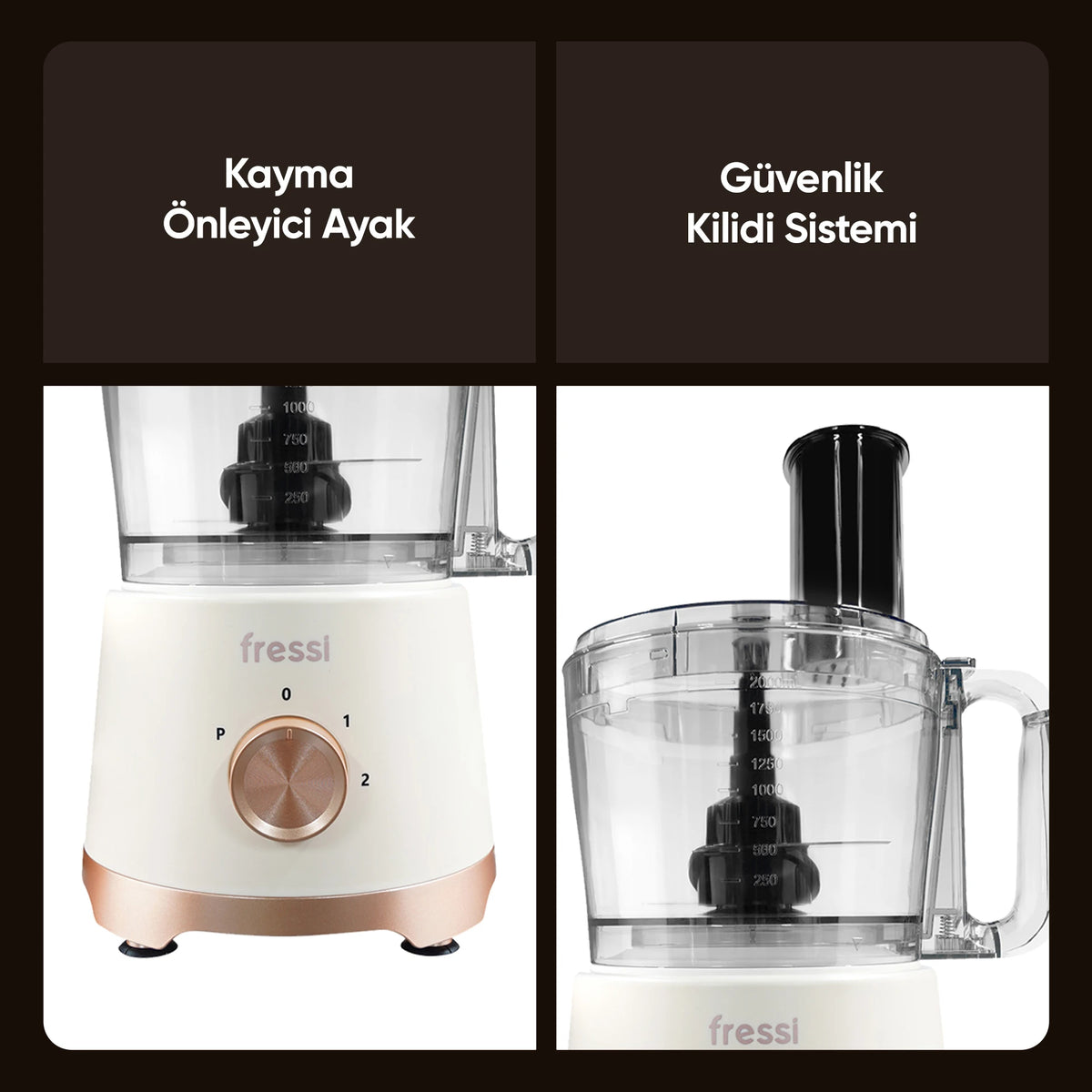 FR-PBL02 Armonia Power Blender Seti Mutfak Robotu Salata Doğrayıcı 2,5L 1200W - Krem