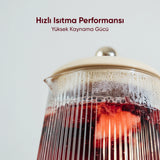 YSB-GC02 Eiffel 600ml Elektrikli Çok Fonksiyonlu Cam Su Isıtıcı Kettle Bitki Çayı Makinesi - Beyaz