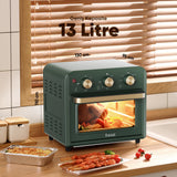 AF-01 Çok Fonksiyonlu Süre Ayarlamalı 13 Litre Xxxl Sıcak Hava Fritözü Akıllı Kore Fırını Airfryer - Yeşil