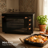 FR-MF01 Vintage Retro Turbo, Lambalı, Termostatlı, Saatli Midi Fırın