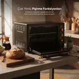 FR-MF01 Vintage Retro Turbo, Lambalı, Termostatlı, Saatli Midi Fırın